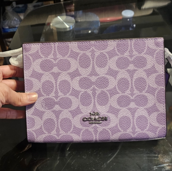 Coach Slim Crossbody Bag In Signature Canvas Iris Purple - Picture 1 of 9